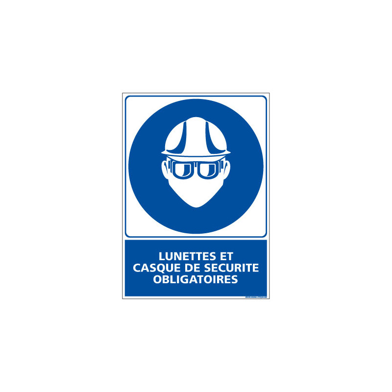Panneau Obligation Lunettes et casque de securite obligatoires (E0346) Panneau Obligation Lunettes et casque de securite obligatoires (E0346)