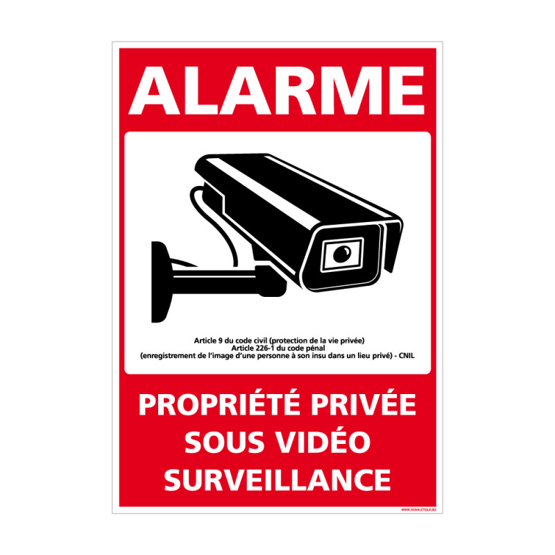 Panneau Alarme - Propriété Privée Sous Alarme Vidéo Surveillance