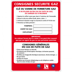 Panneau CONSIGNE DE SECURITE GAZ (A0335)