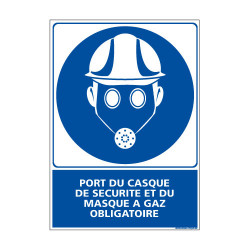 Panneau Obligation PORT DU CASQUE ET MASQUE A GAZ OBLIGATOIRE (E0367)