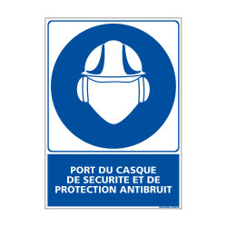 Panneau Obligation PORT DU CASQUE DE SECURITE & PROTECTION ANTIBRUIT (E0369)