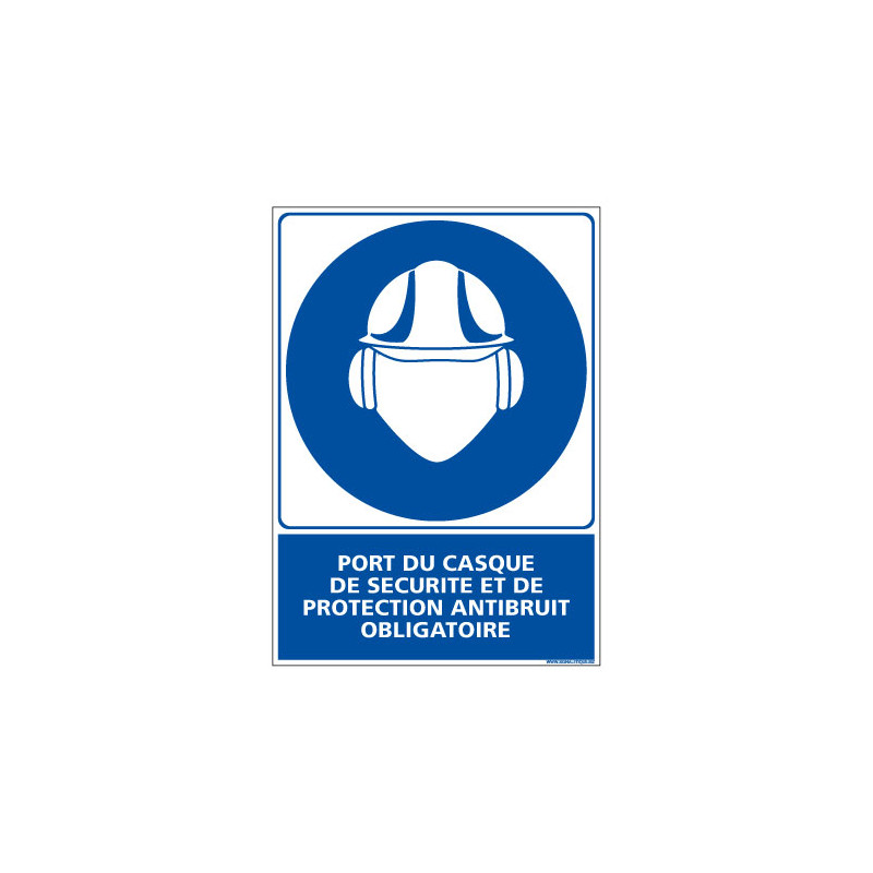 Panneau Obligation PORT DU CASQUE DE SECURITE & PROTECTION ANTIBRUIT OBLIGATOIRE (E0370)