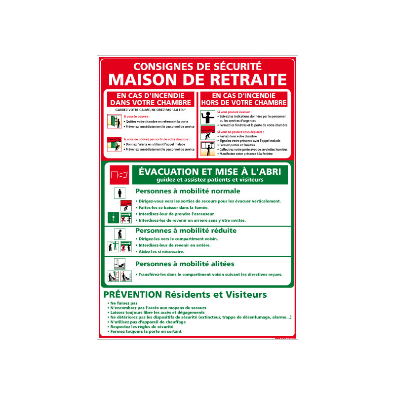 Panneau CONSIGNES DE SECURITE DANS LES MAISONS DE RETRAITE (A0344) Panneau CONSIGNES DE SECURITE DANS LES MAISONS DE RETRAITE (A0344)
