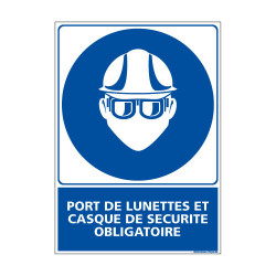 Panneau Obligation PORT DES LUNETTES ET CASQUE DE SECURITE OBLIGATOIRE (E0383)