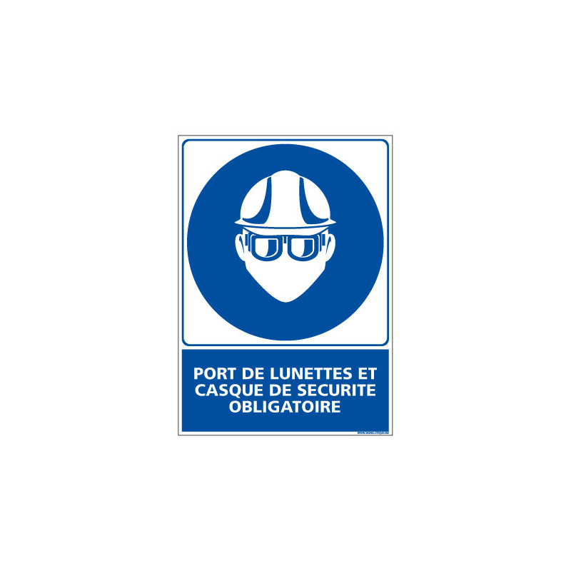 Panneau Obligation PORT DES LUNETTES ET CASQUE DE SECURITE OBLIGATOIRE (E0383)