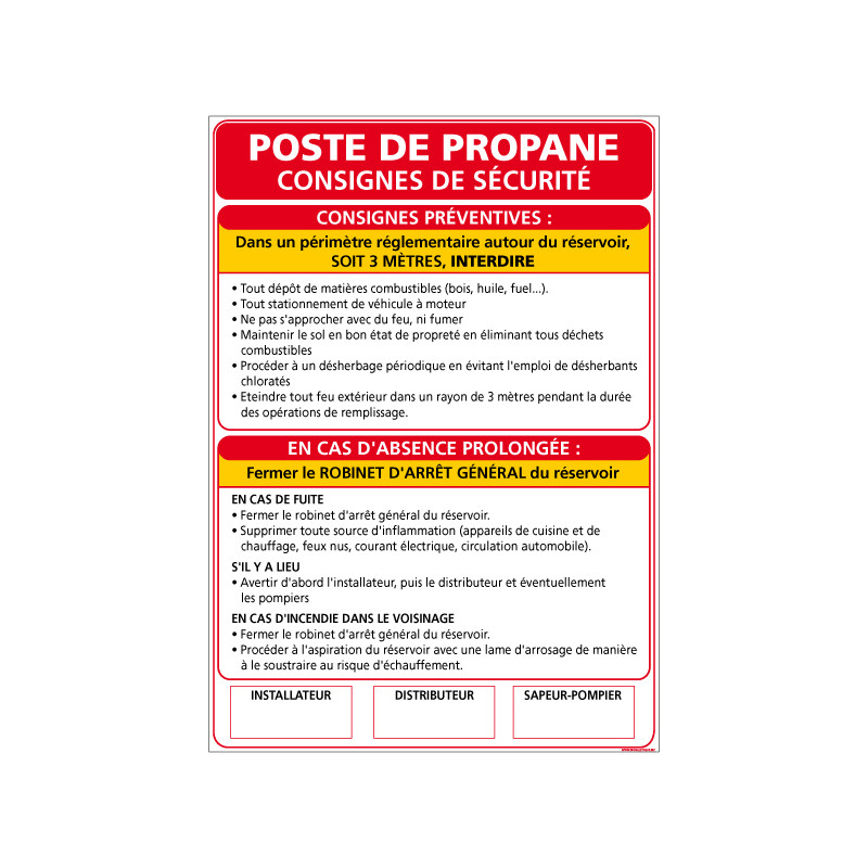 Panneau POSTE DE PROPANE (A0345)