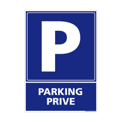 Panneau de signalisation Parking Privé sur fond bleu