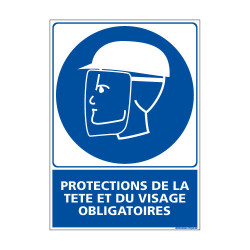 Panneau Obligation PROTECTIONS DE LA TETE ET DU VISAGE OBLIGATOIRES (E0404)