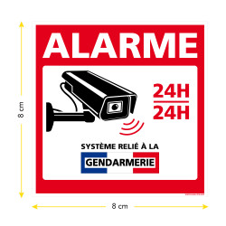 8 autocollants alarme carrés système relié à La Gendarmerie