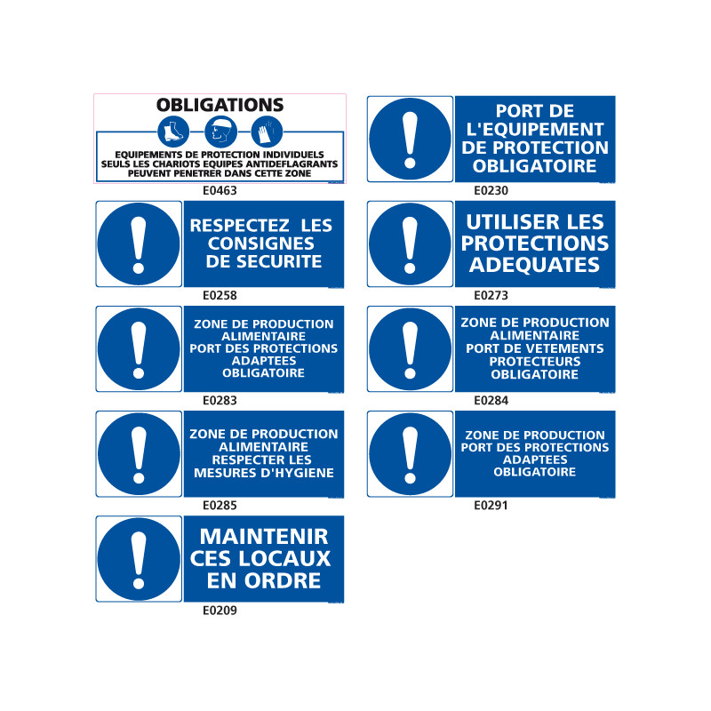 Panneaux d'obligation et de consigne