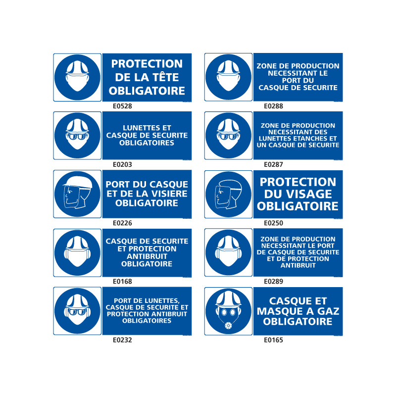 Signalisation d'obligation de protection de la tete