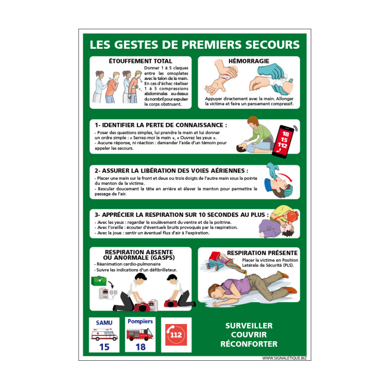 PANNEAU GESTES DE PREMIERS SECOURS (B0449)