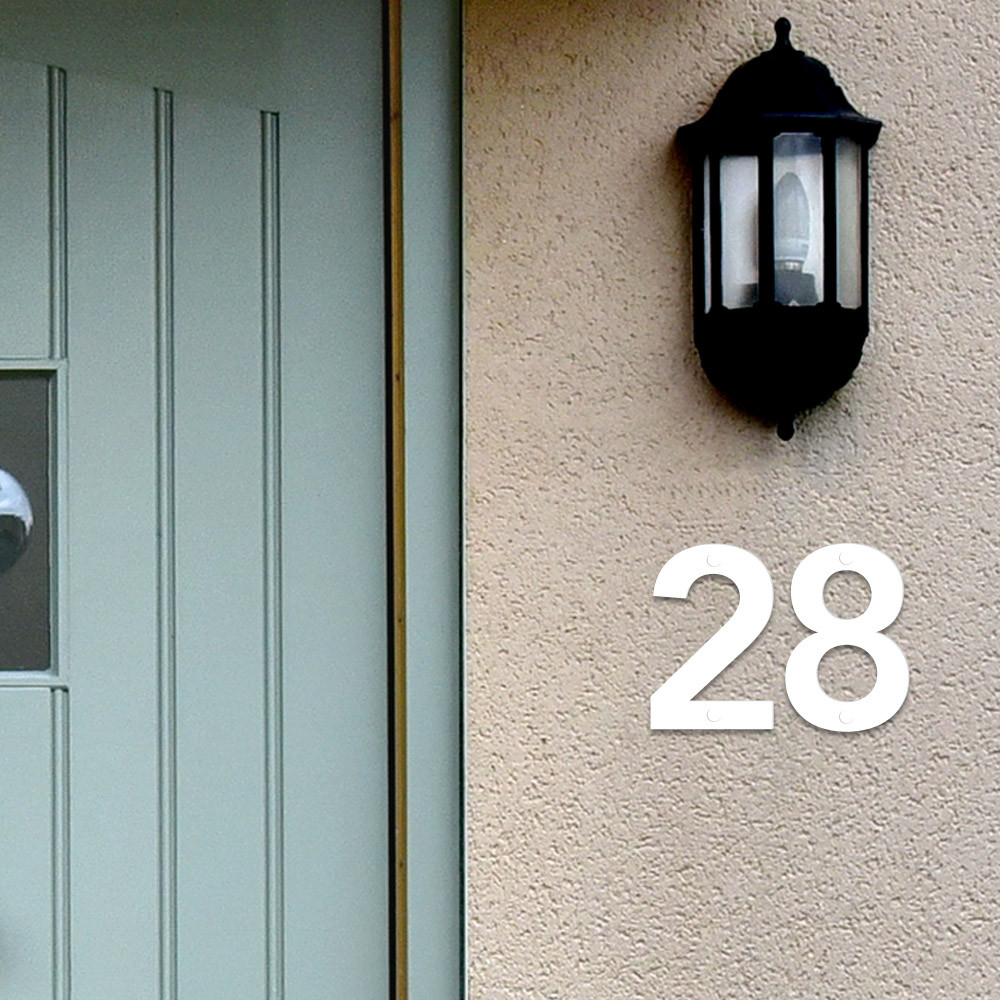 Plaque numéro de maison blanche personnalisée | LMDN