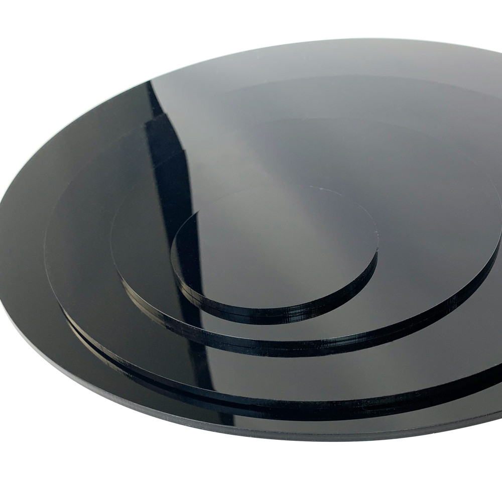 Plaque de Plexiglass Rond Noir - Ép. 2 ou 4 mm - Disque Rond PMMA