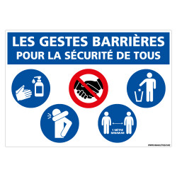 PANNEAU GESTES BARRIERES COVID-19 - POUR LA SECURITE DE TOUS (E0707)