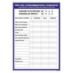 AFFICHAGE PRIX DES CONSOMMATIONS COURANTES (G1305)