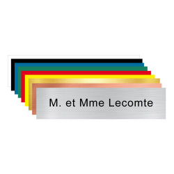 Plaque boite aux lettres adhésive AVEC NUMÉRO 16 couleurs disponibles Beige Plaque gravée à personnaliser 10 x 2,5 cm 