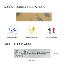 Plaque pour boîte aux lettres personnalisable familiale en PVC gravure