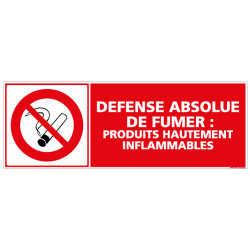 PANNEAU DEFENSE ABSOLUE DE FUMER PRODUITS INFLAMMABLES (A0438)