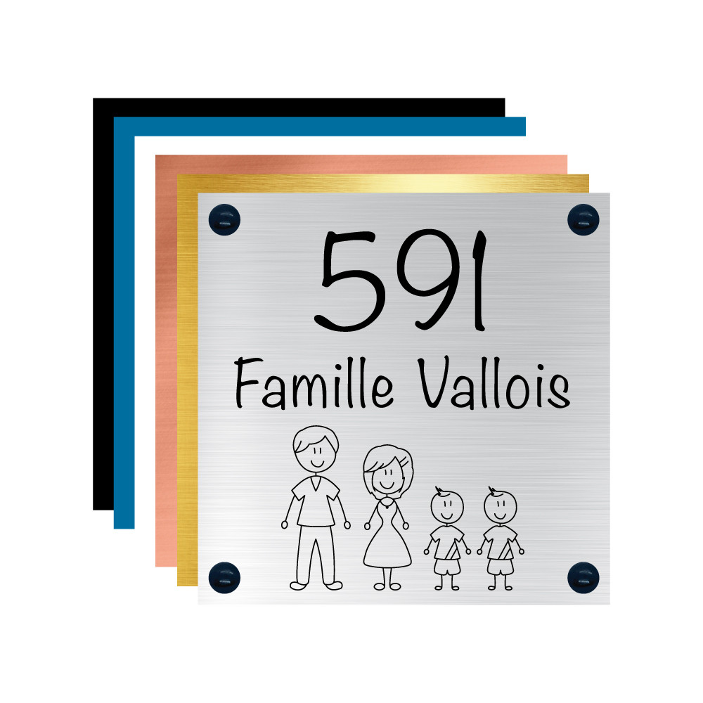 Plaque numéro de maison personnalisable familiale en PVC gravure laser