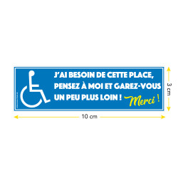 Autocollant rectangulaire bleu avec pictogramme handicap