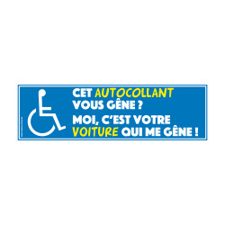 Autocollant rectangulaire bleu avec pictogramme handicap