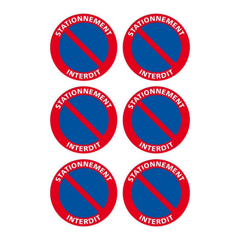 6 autocollants Stationnement Interdit Stickers interdit de stationner