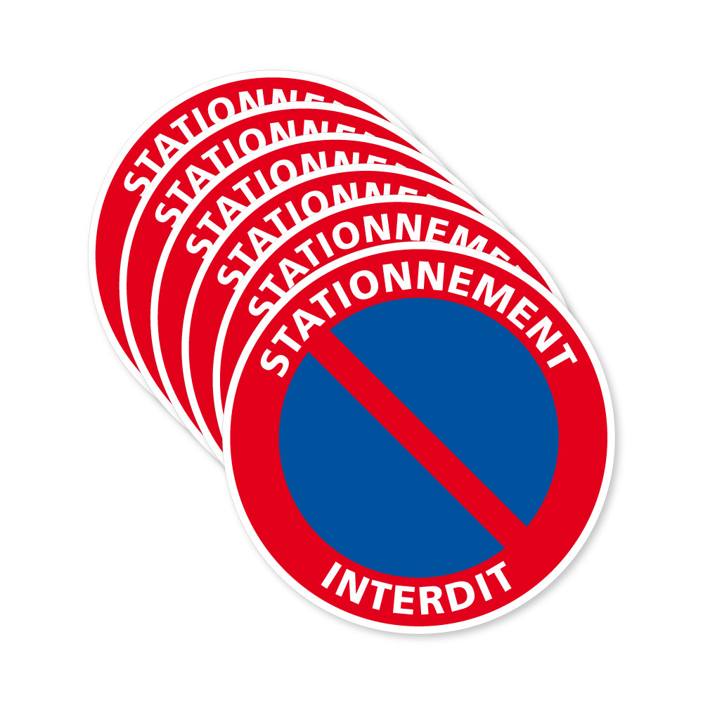 6 autocollants Stationnement Interdit - Stickers interdit de stationner