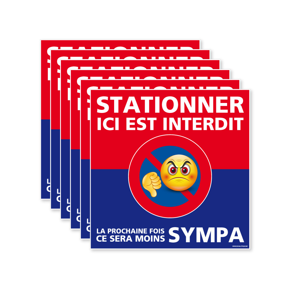 Lot de 6 autocollants stationner ici c’est interdit Lot de 6 autocollants stationner ici c’est interdit