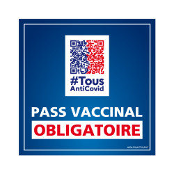 Panneau pass vaccinal obligatoire carré avec QRCode