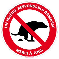 Panneau rond déjections canines interdites