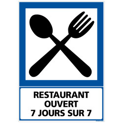 PANNEAU INFORMATION RESTAURANT OUVERT 7 JOURS SUR 7 (F0296)