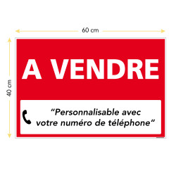 Panneau à vendre personnalisable rouge