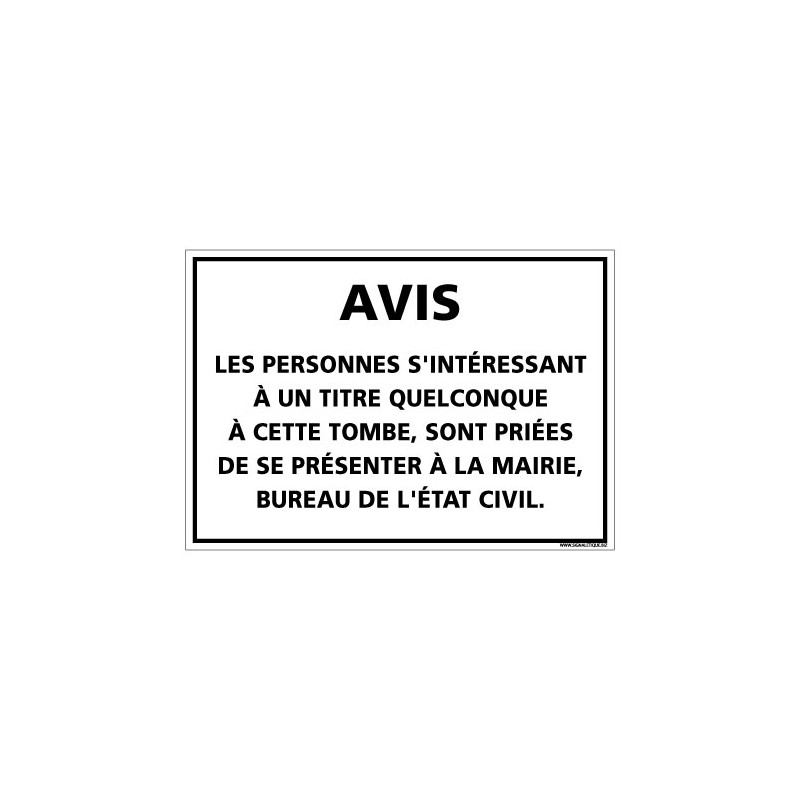 AVIS Les personnes s'interessant a un titre quelconque a cette tombe.....