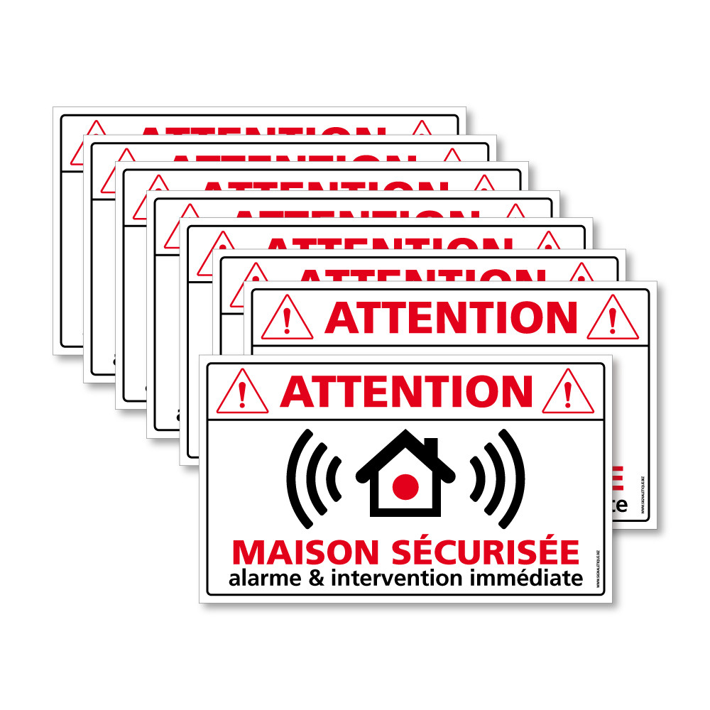 Signalétique Adhésive Avertissement maison sous alarme - TenStickers