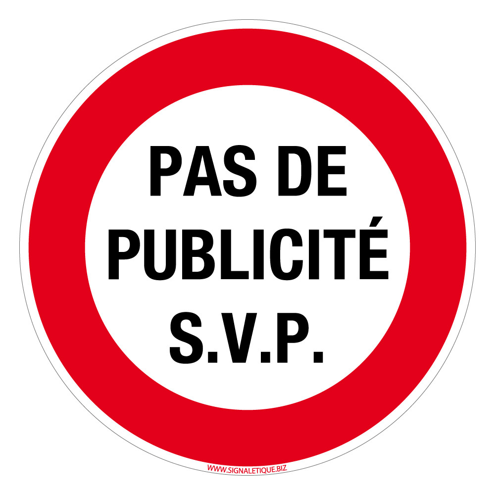 Autocollant sticker PAS DE PUBLICITE - STOP PUB boite aux lettres