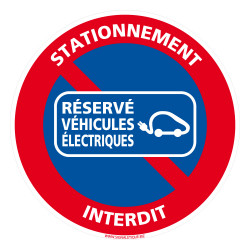 Stationnement réservé aux véhicules électriques. Autocollants dissuasifs.