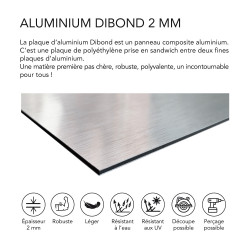 Butyle d'aluminium, autocollant 2,0 mm d'épaisseur - plaque Alu