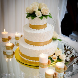 plateau gateau de mariage miroir or