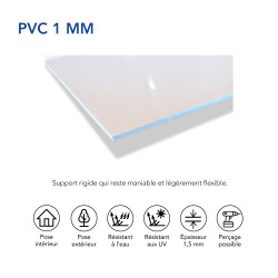 Panneau en support PVC 1 mm rigide