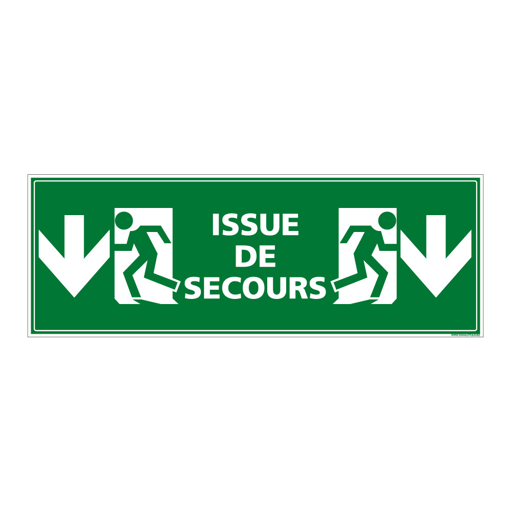 panneau issue de secours flèches vers le bas