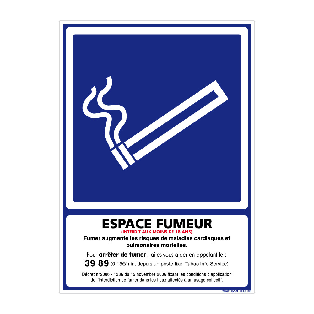 panneau espace fumeur officiel