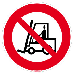 panneau interdit aux véhicules de manutention