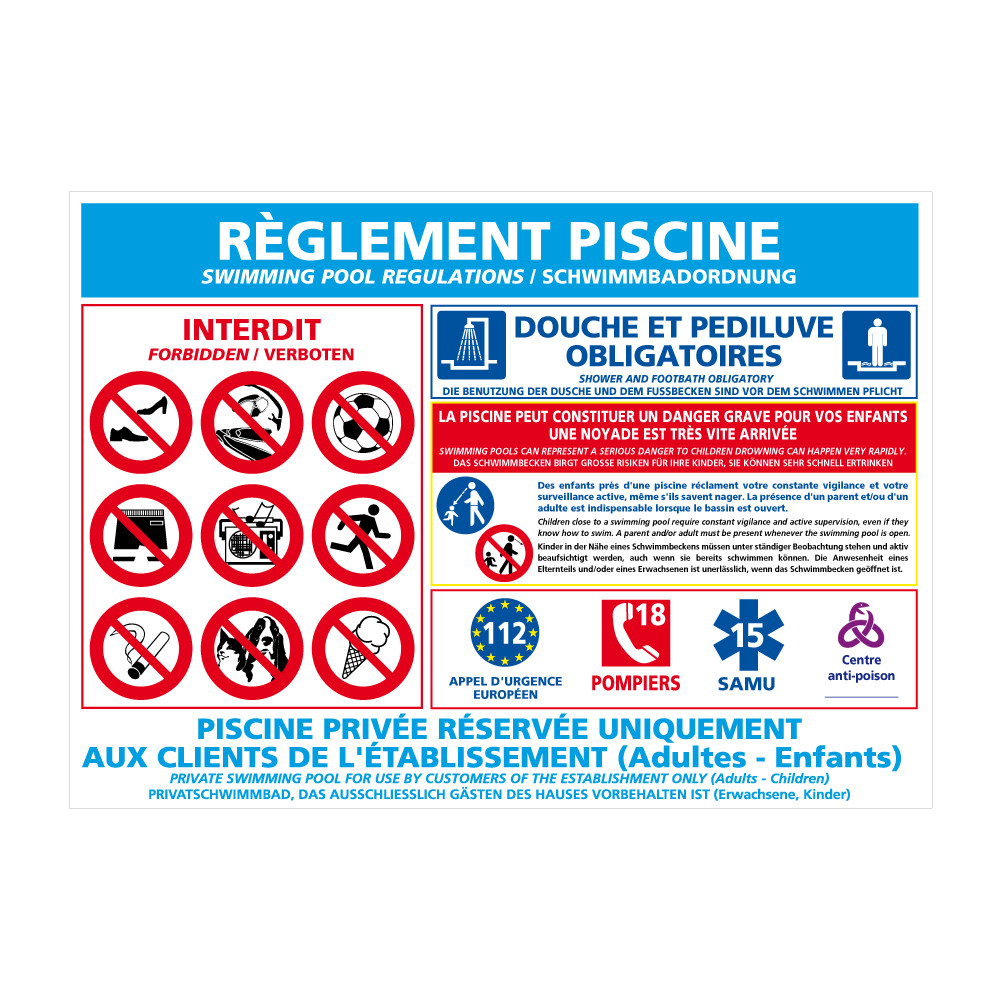 panneau règlement piscine