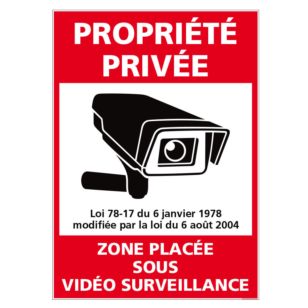 Panneau gravé Propriété sous vidéo surveillance - Format 15x6cm