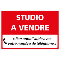 PANNEAU IMMOBILIER STUDIO A VENDRE A PERSONNALISER AKYLUX 3,5mm - 600x400mm (G1329_PERSO)