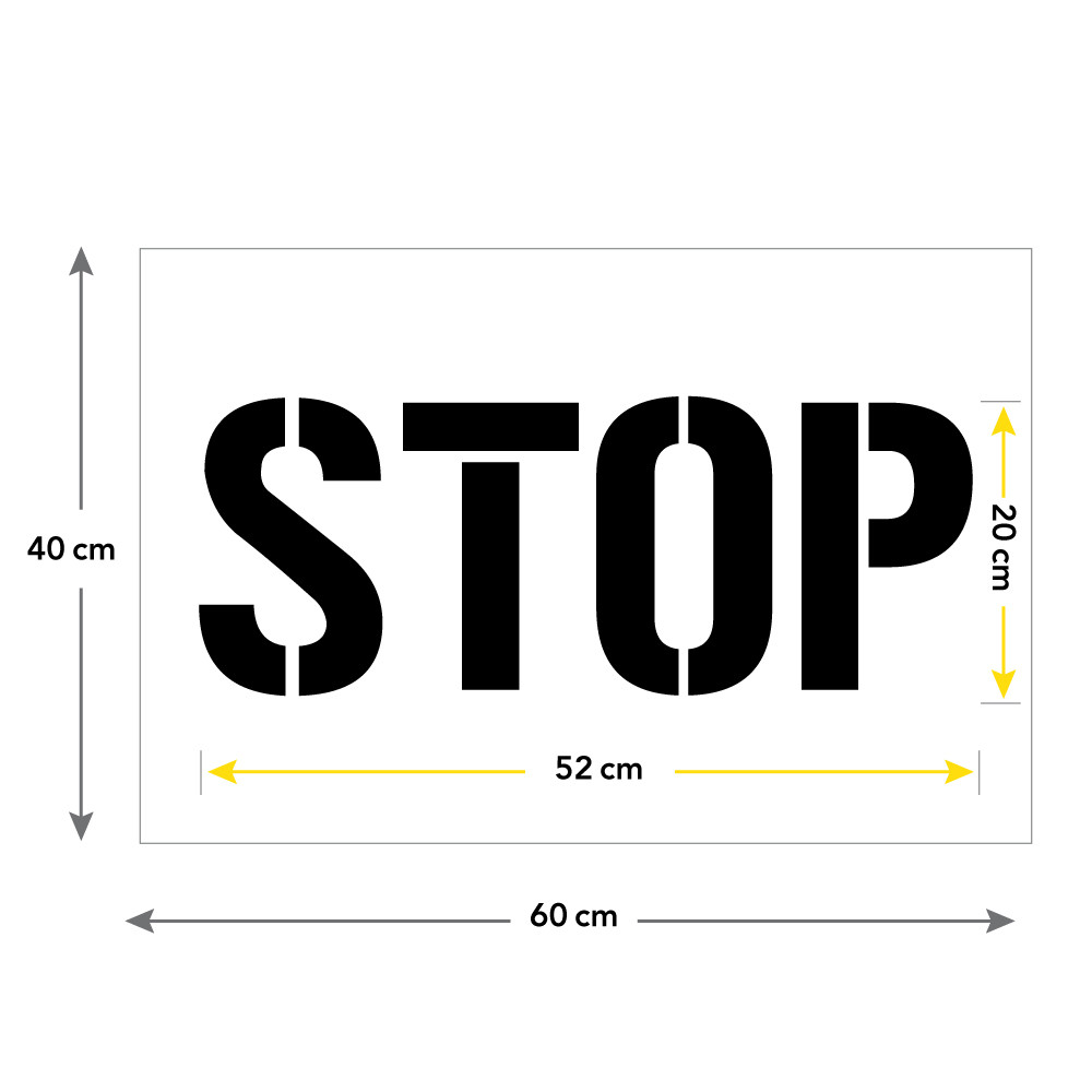 Pochoir Stop. Marquage au Sol STOP PVC Expansé 5 mm. Taille au Choix
