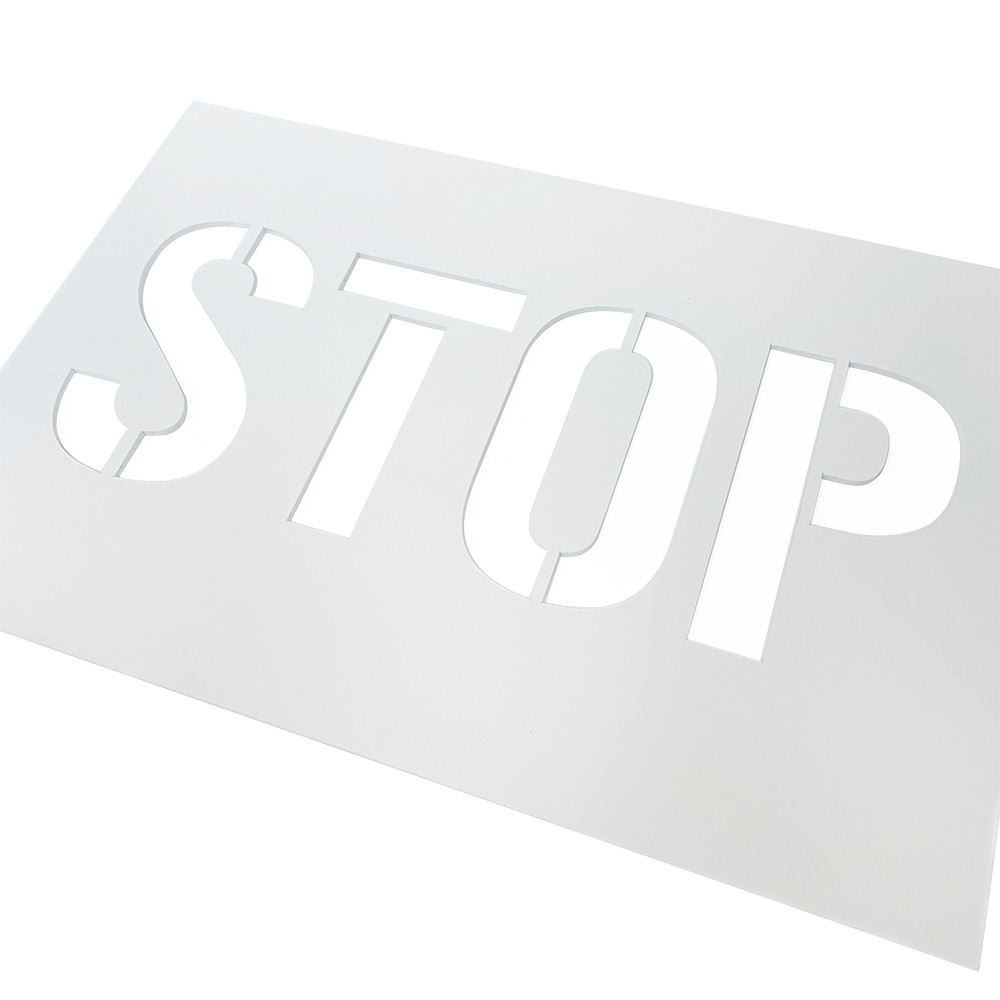Pochoir Stop. Marquage au Sol STOP PVC Expansé 5 mm. Taille au Choix