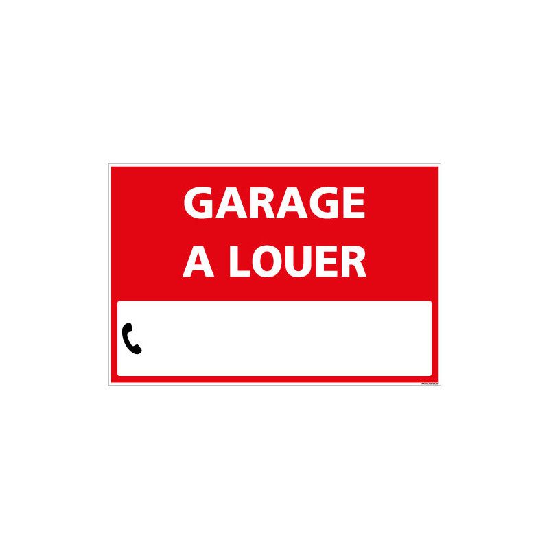 PANNEAU IMMOBILIER GARAGE A LOUER AKYLUX 3,5mm - 600x400mm - LIVRE AVEC UNE PLANCHE DE CHIFFRES(G1334)