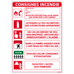 Panneau CONSIGNES INCENDIE (A0530)